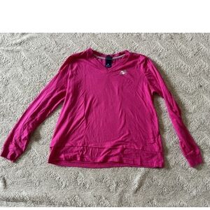 Nike Pink Long Sleeve Logo Solid V-Neck Just Do It T-Shirt Women's Sz M